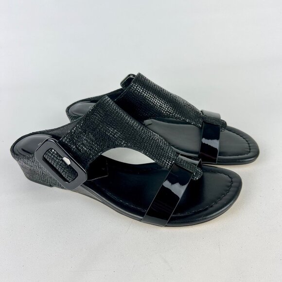 Donald Pliner Womens Ofelia Wedge Sandals Black Python Print size 8.5M - Picture 2 of 16